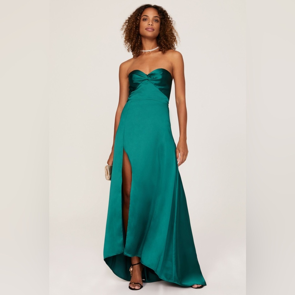 Elle Zeitoune Green Satin Magnolia Gown Size M